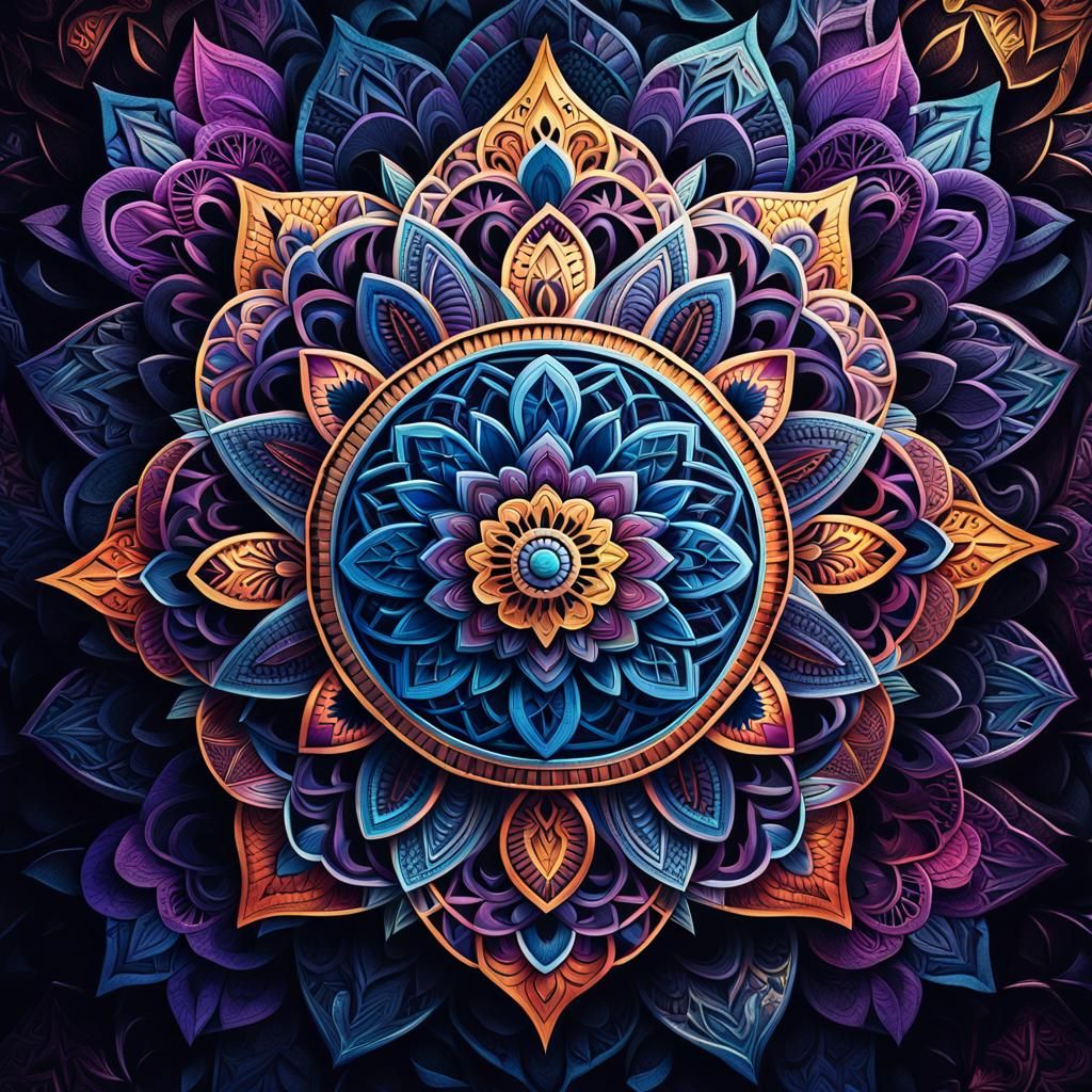Vibrant Geometric Mandalas on Black Backgrounds
