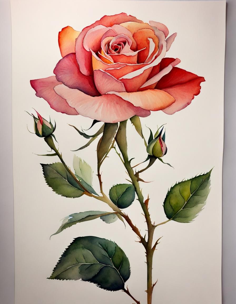 Watercolor Rose Painting