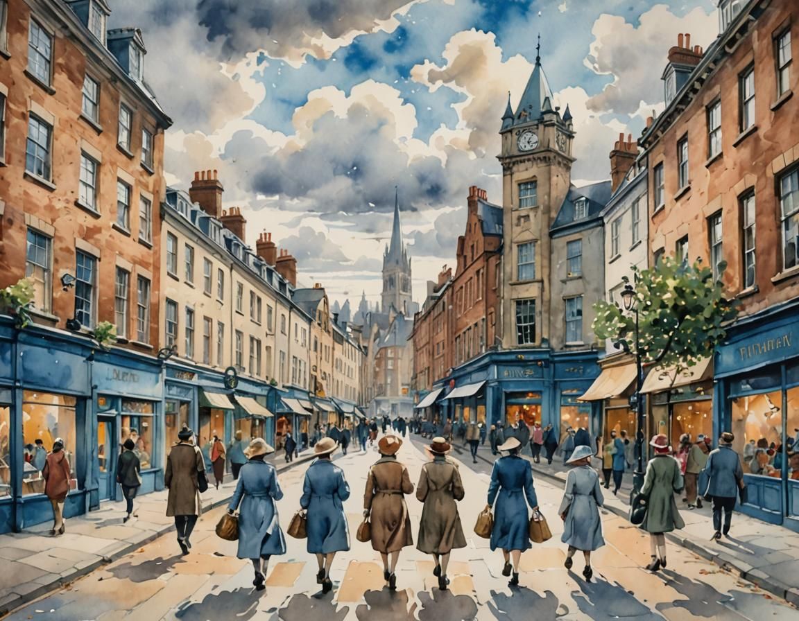 Nottingham, painted in watercolour.