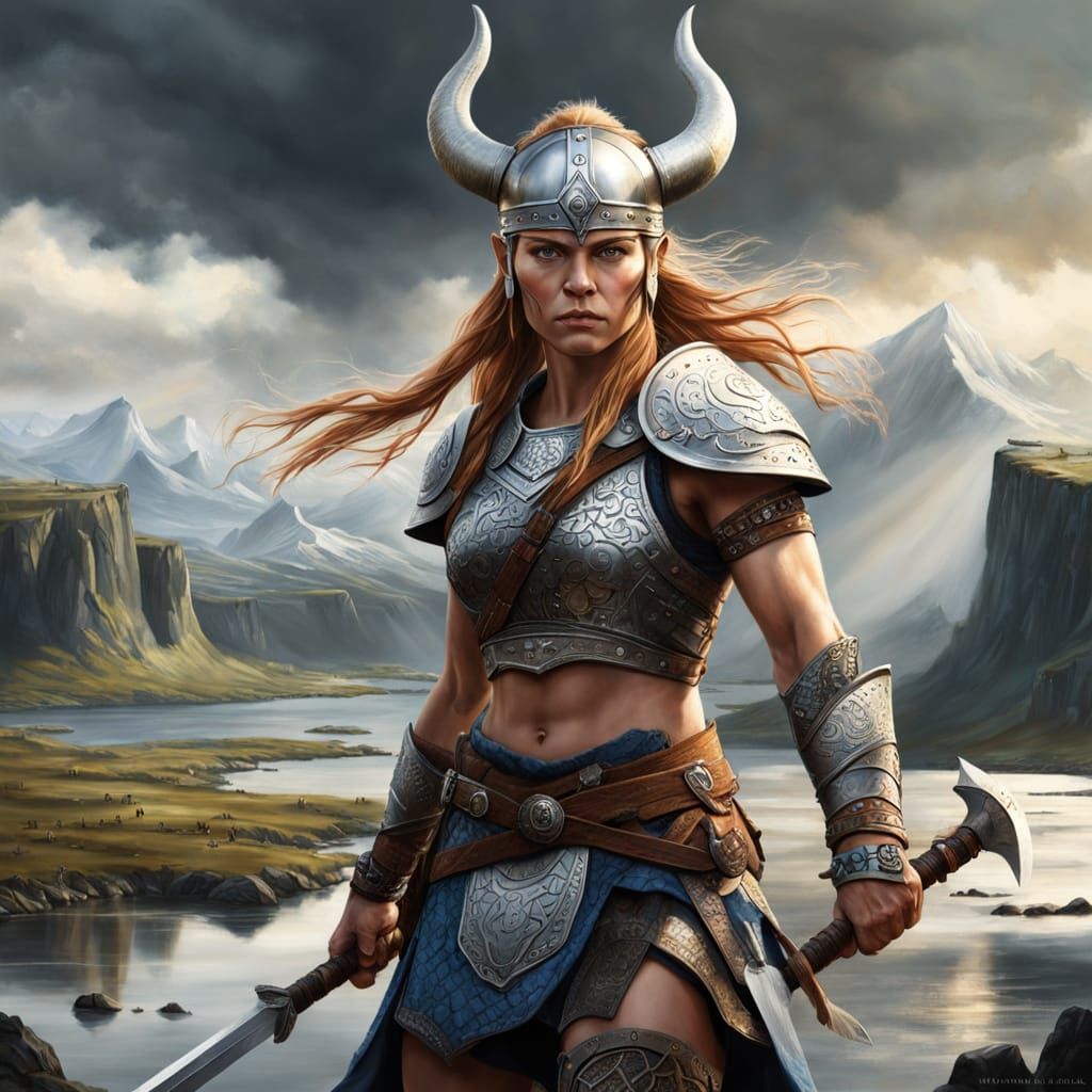 Viking Female Warrior in Hyperrealistic Digital Art