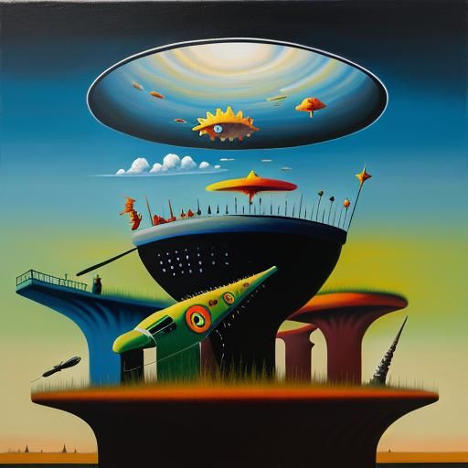 Surreal Landscape in Matte Oil Painting Style