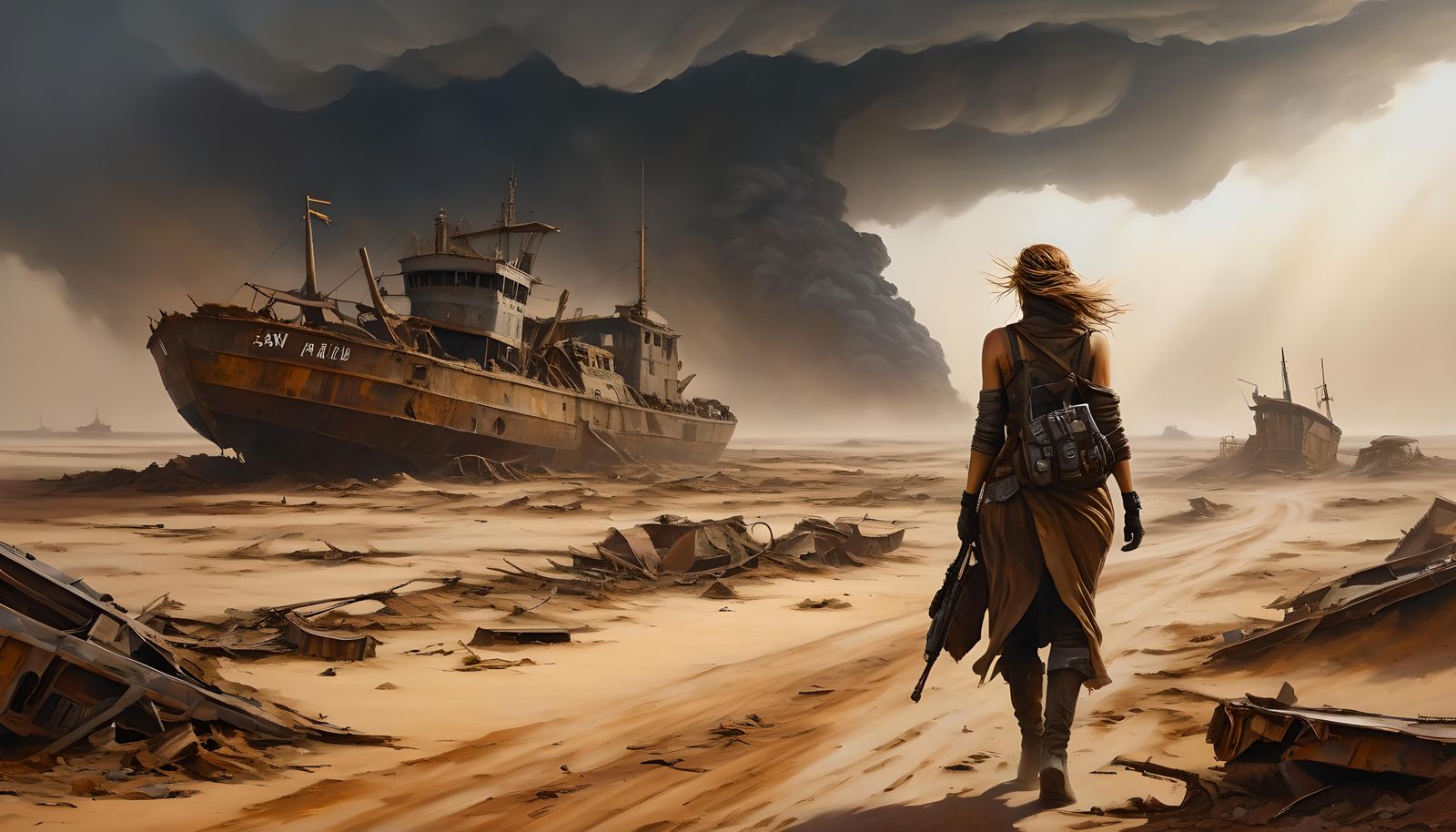 shipwrecked in a desert wasteland