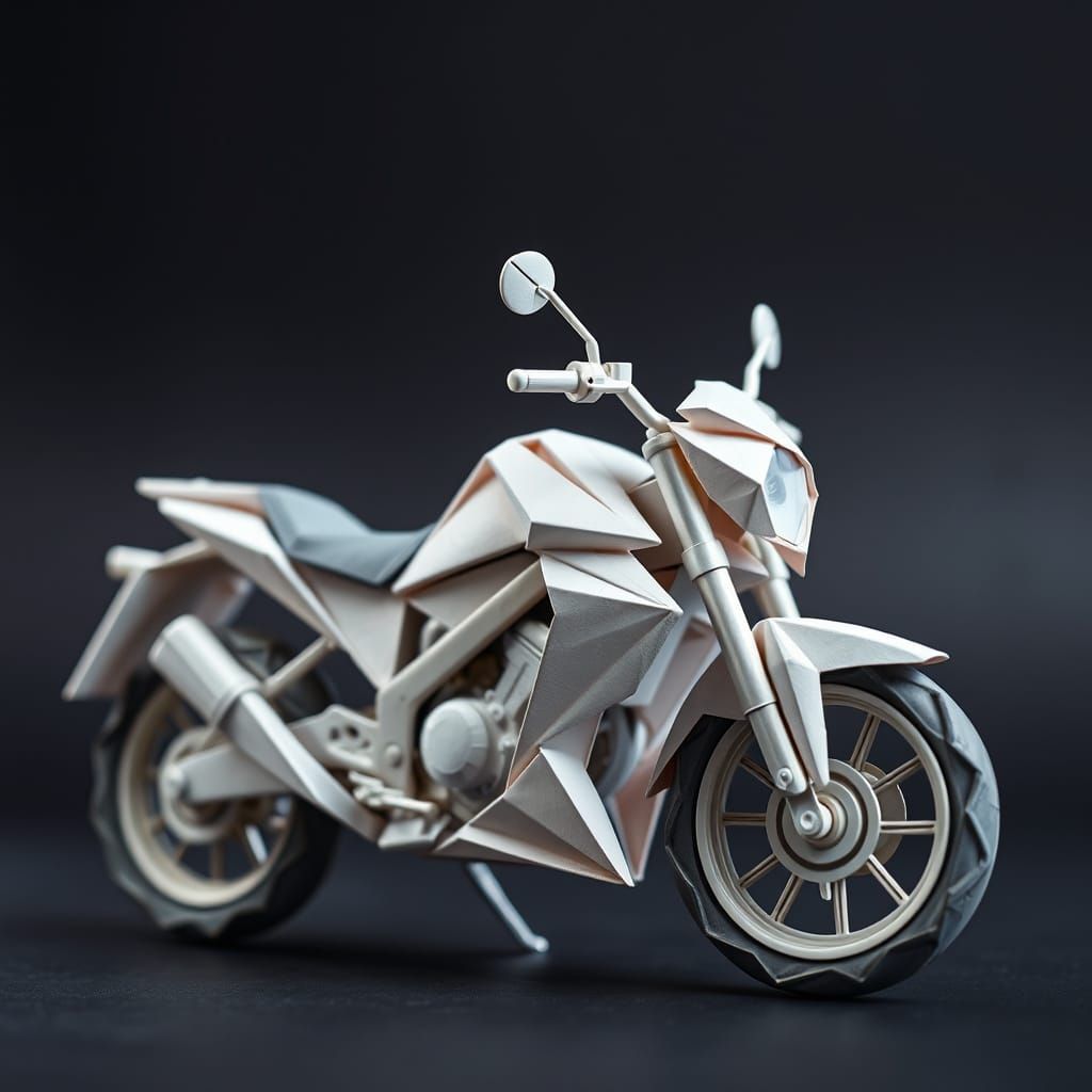 Origami Motorcycle Papercraft in 8K Resolution