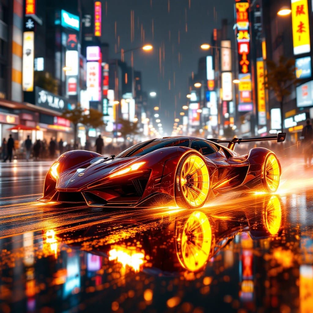 Cyberpunk Racer in Tokyo Nightlife Scene