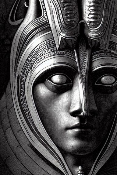 Anubis Mask Portrait in Art Nouveau Style