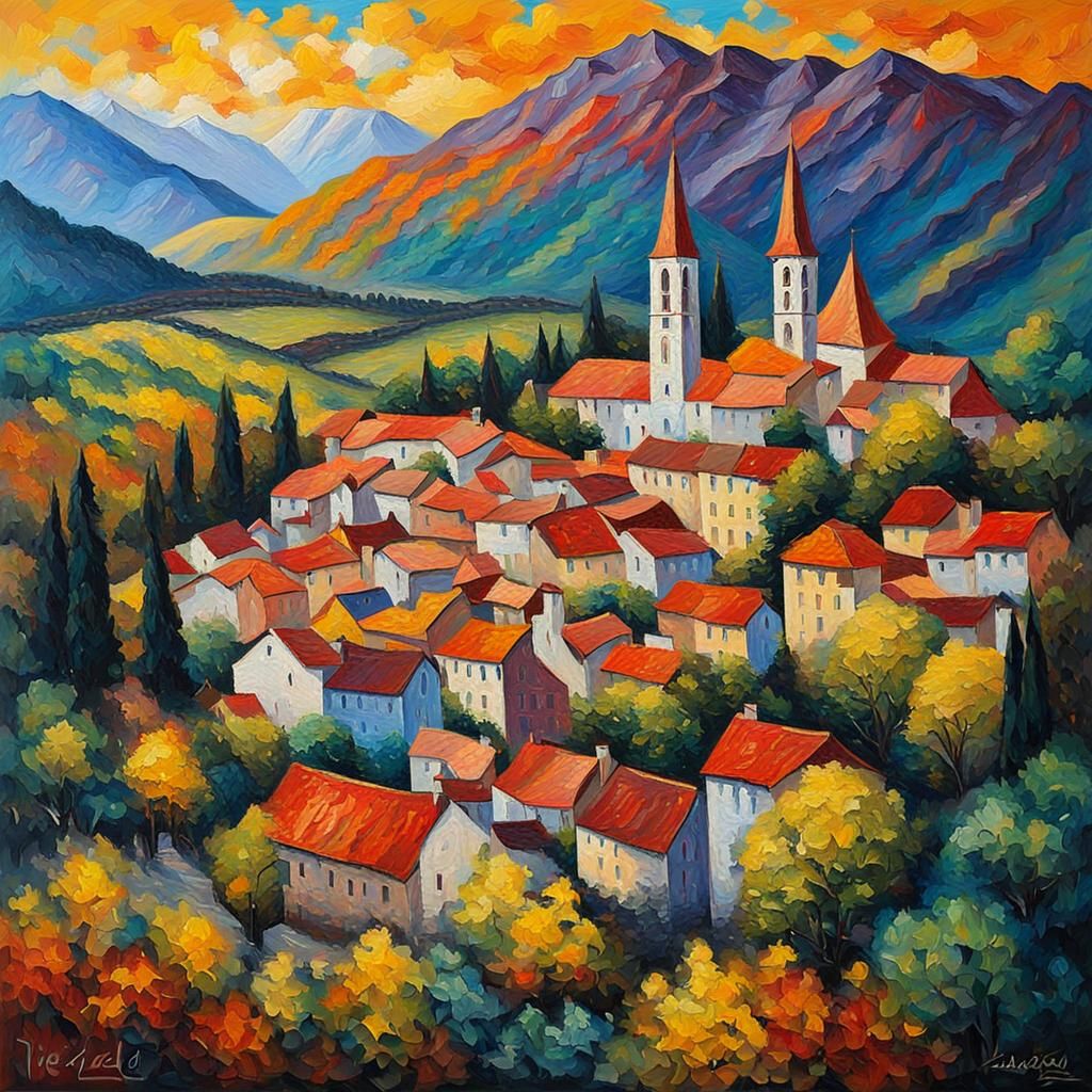 Vaduz in Neo-Impressionist Expressionist Style