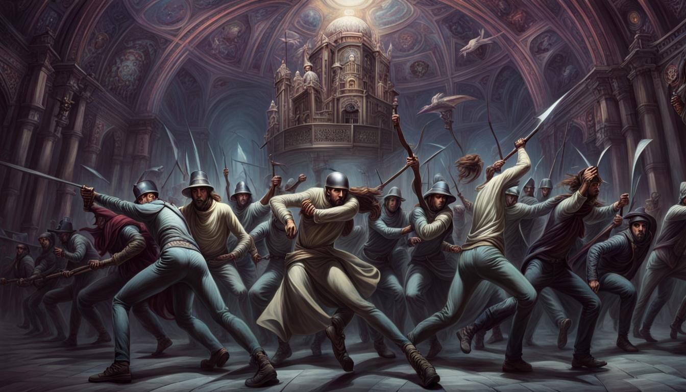 Surreal Asylum Concept Art in Style of Otto Rapp