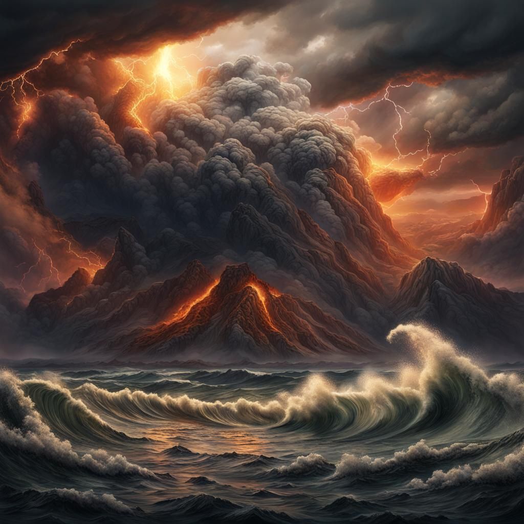 Dramatic Natural Phenomena Illustrations in Fantasy Style