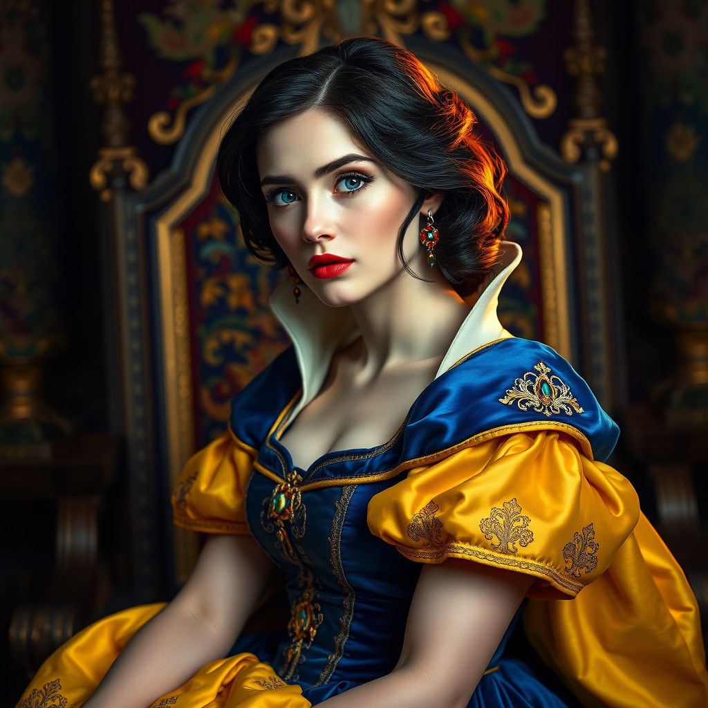 Snow White in Renaissance Gown: Hyperrealistic Portrait