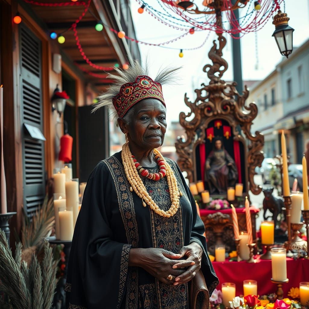 Santeria Priestess in New Orleans: Photorealistic Portrait