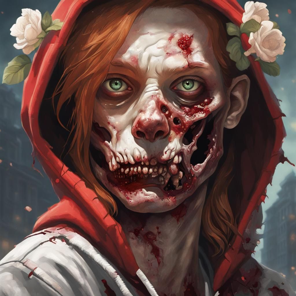 Red-Haired Girl with Flower Crown in Art Nouveau Style