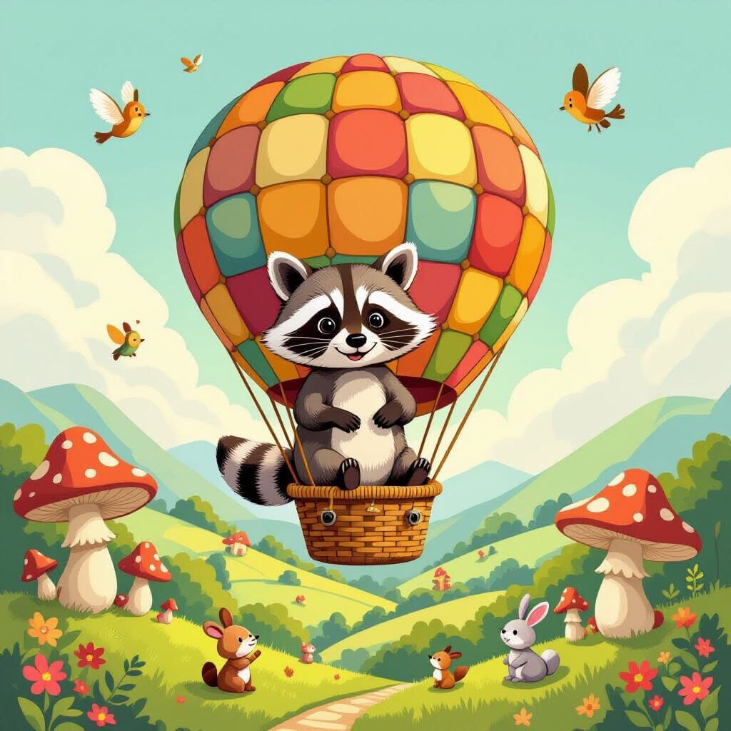 Raccoon's Acorn Balloon Ride in Storybook Valley