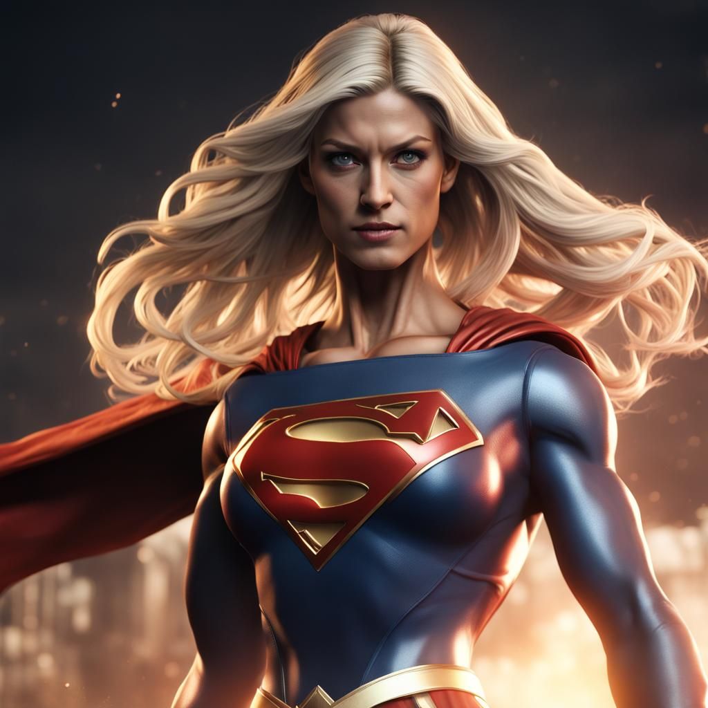 Supergirl Flexing: Ultra Realistic 3D Render