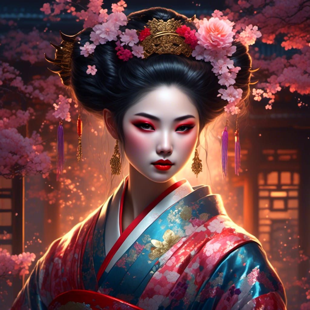 Sparkling Geisha Portrait