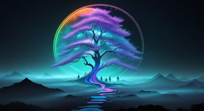Bioluminescent Tree of Life in Digital Fantasy Art