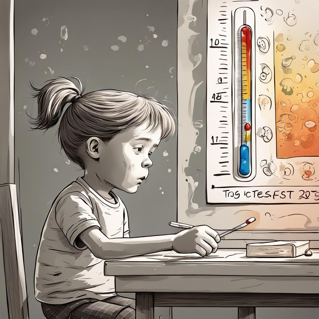 Cartoon Child's Sick Day in Hyperrealistic Splash Art