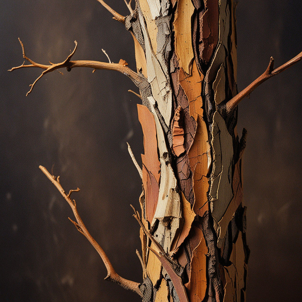 Earthy Surrealism Oil Painting of a Withered Branch