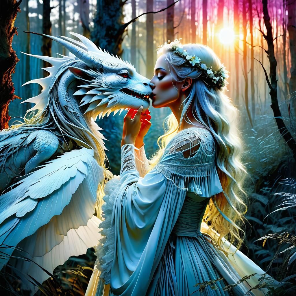 Princess Kisses Dragon: Fantasy Art in Anime Style