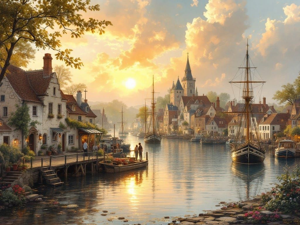 A picturesque waterfront scene