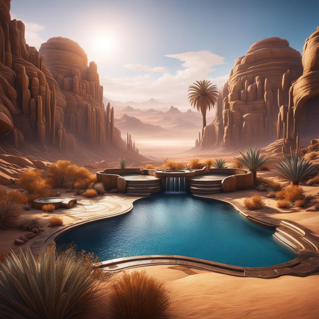 Desert Oasis Matte Painting in Unreal Engine 5