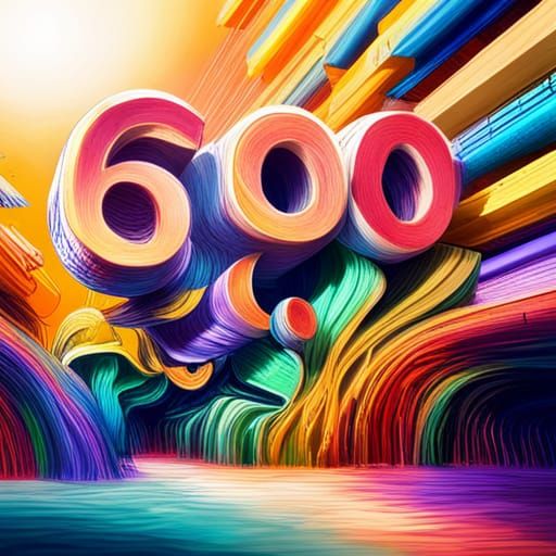 Hyperrealistic Sign Celebrating 600 with Splash Art