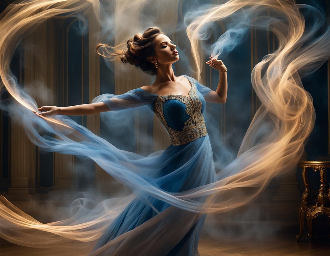 Ethereal Smoke Dancer in Golden Light