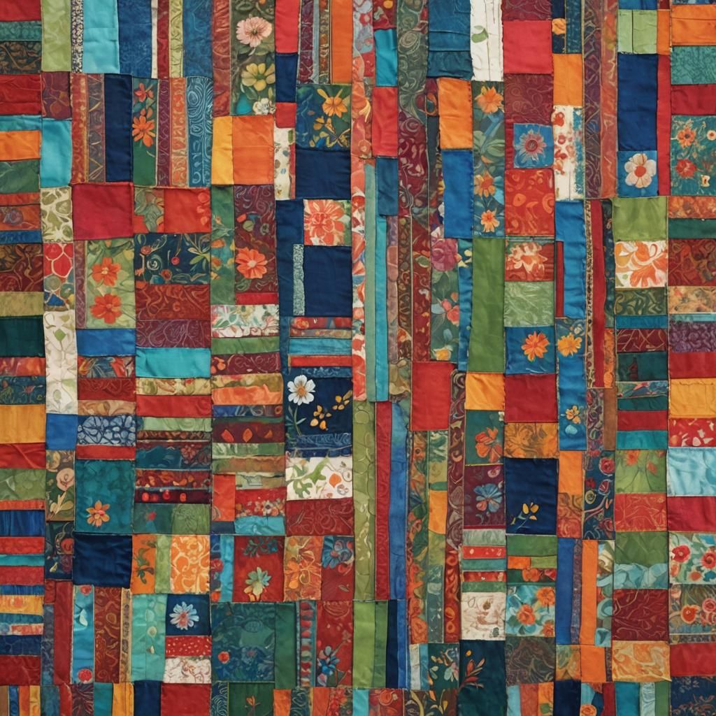 Bohemian Fabric Collage with Floral Patterns