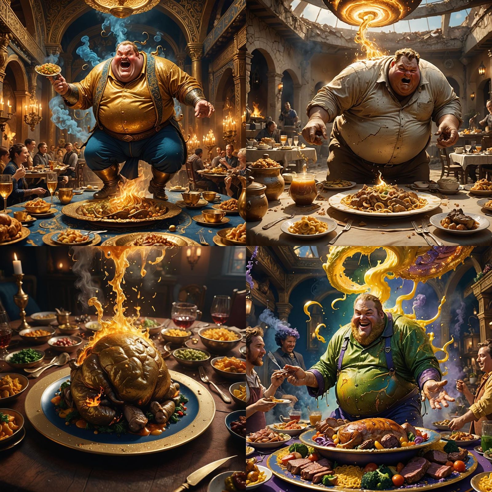 Humorous Detailed Matte Painting of Farting Man