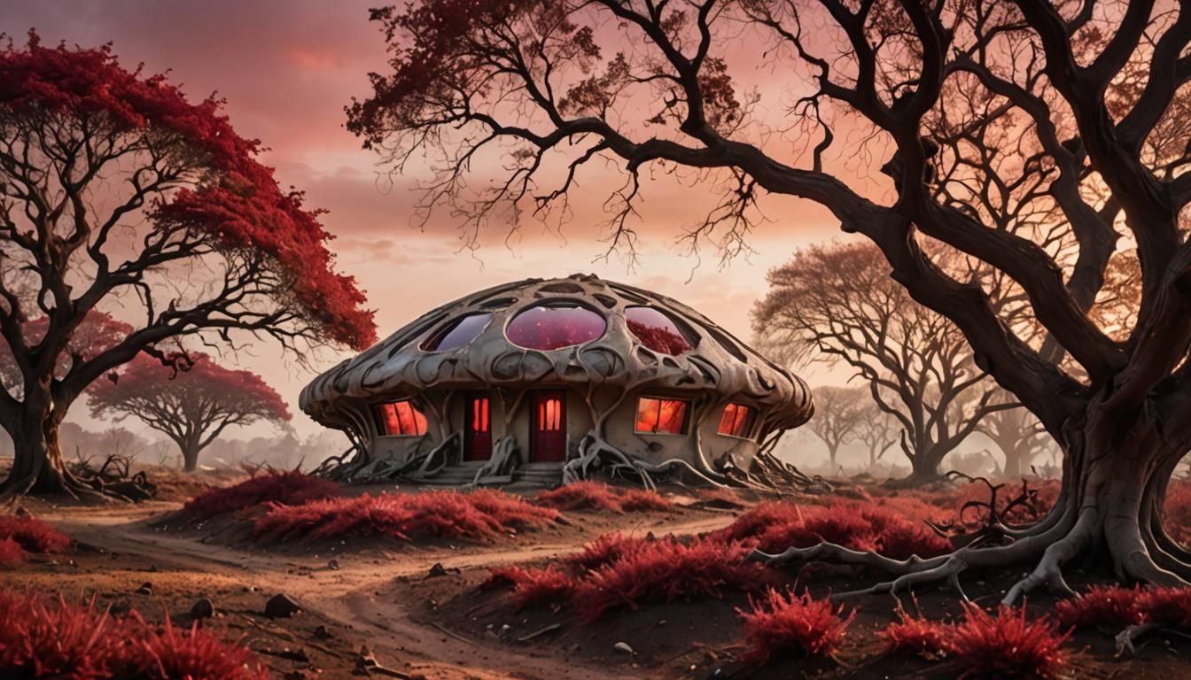 Alien Landscape with Organic Dwelling: Ethereal Photography