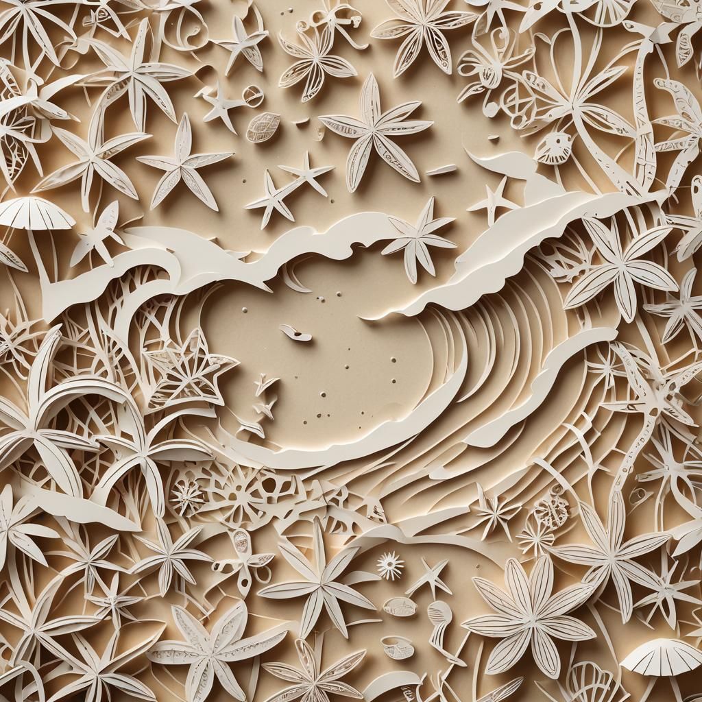 Beautiful Beach Kirigami Art