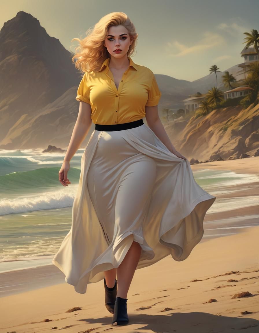 Glamorous Beach Goddess in Autumn Hues
