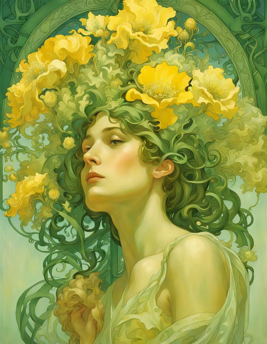 Towering Cellophane Flowers in Art Nouveau Style