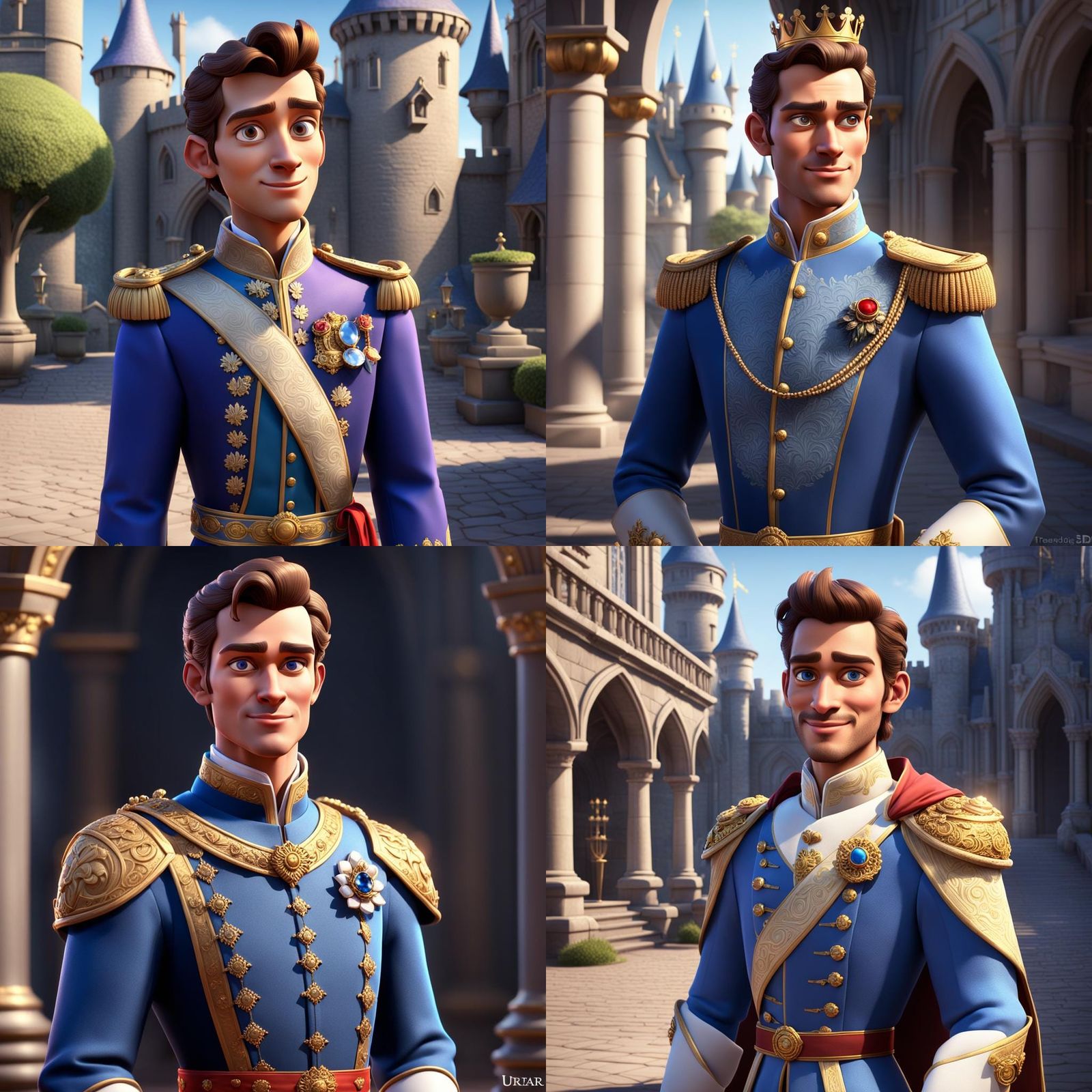 Elegant Prince in 3D Cartoon Style