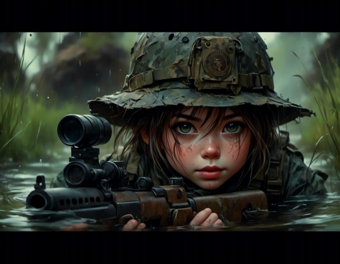 Female Navy Seal in Comic Book Style Badlands