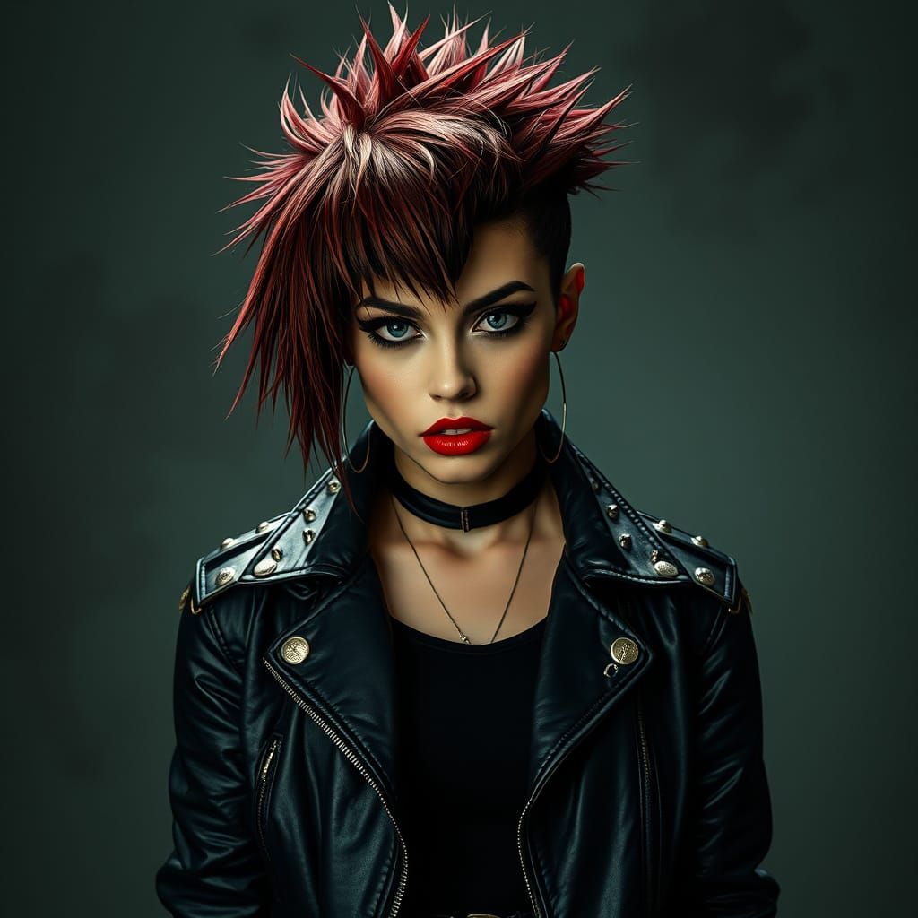 Edgy Punk Woman with Cheese Grater Hairstyle