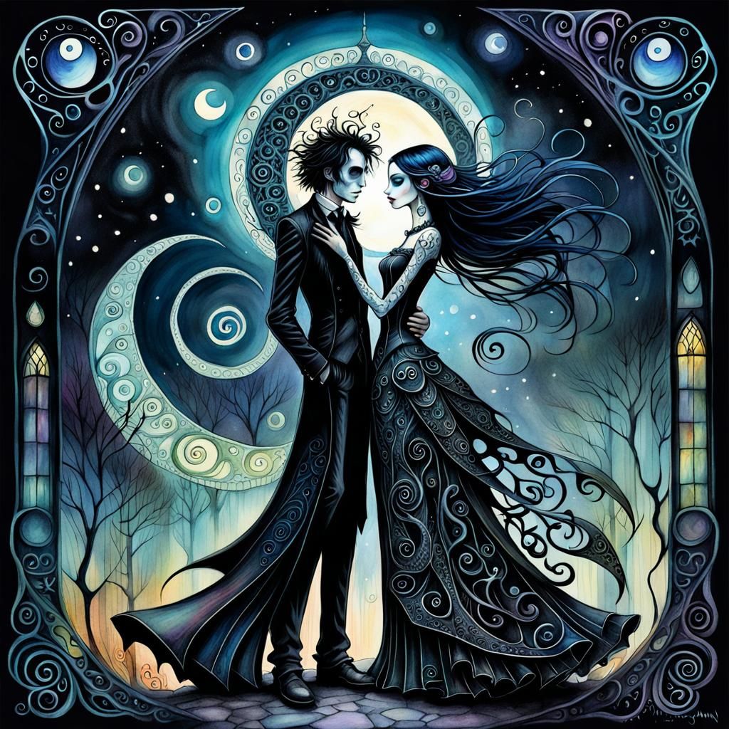 Gothic Romance: A Dark Fantasy Watercolor