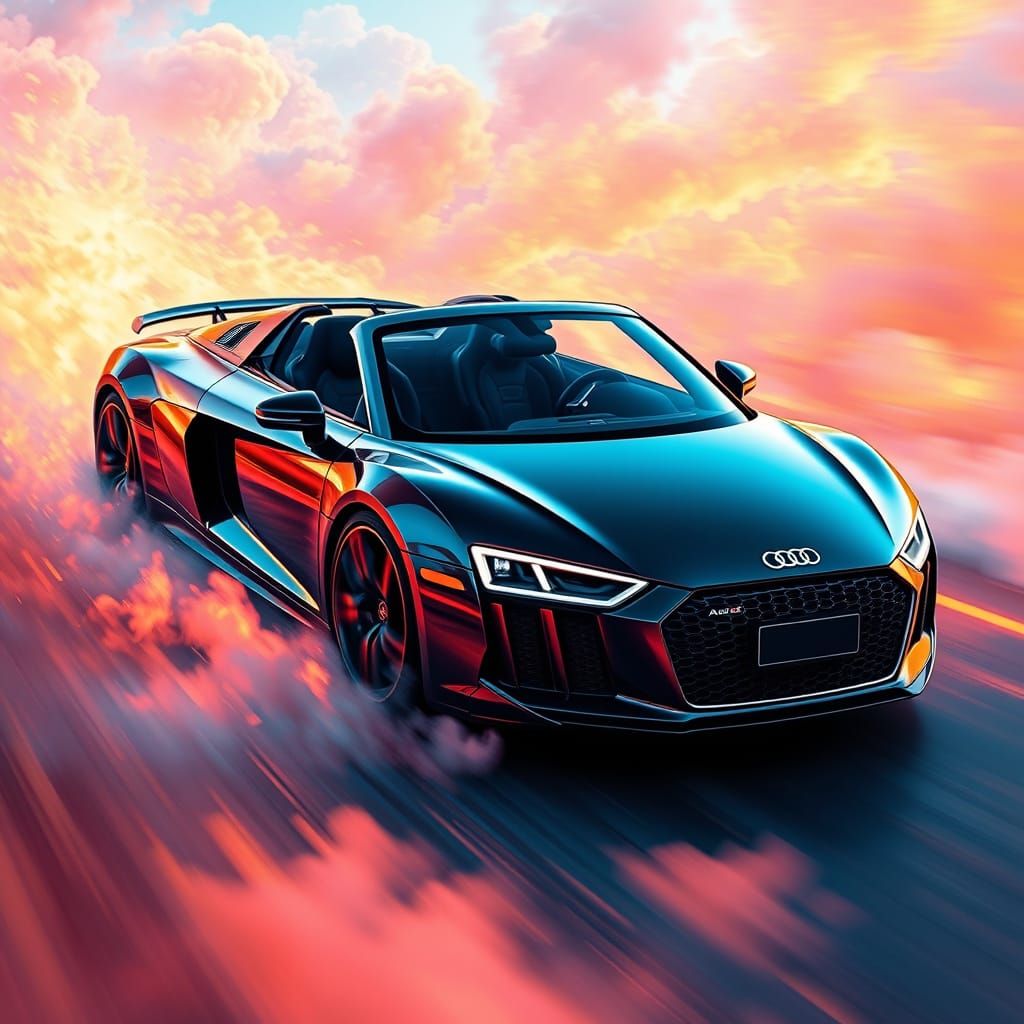 High-Speed Audi R8 Spyder in a Dreamlike Realm