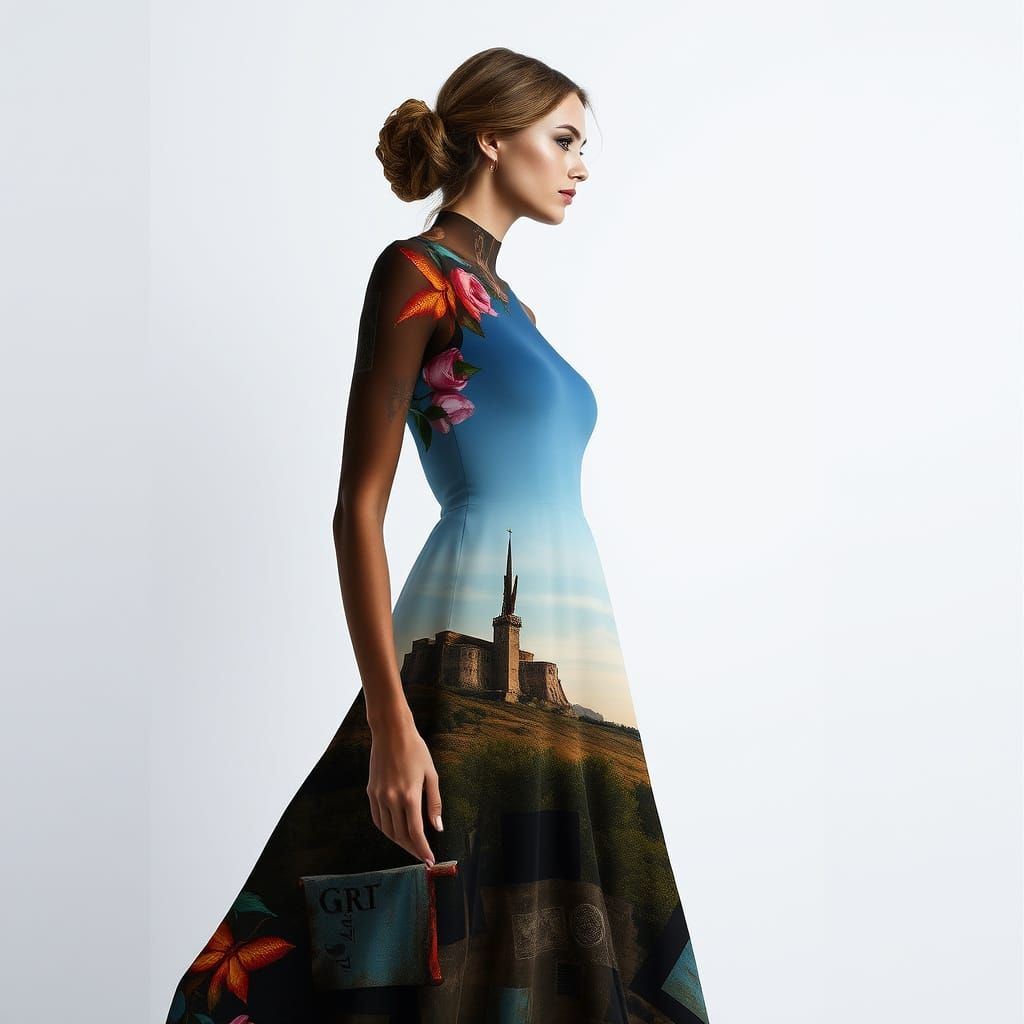 Abstract Bodyscape of a Dressed Woman