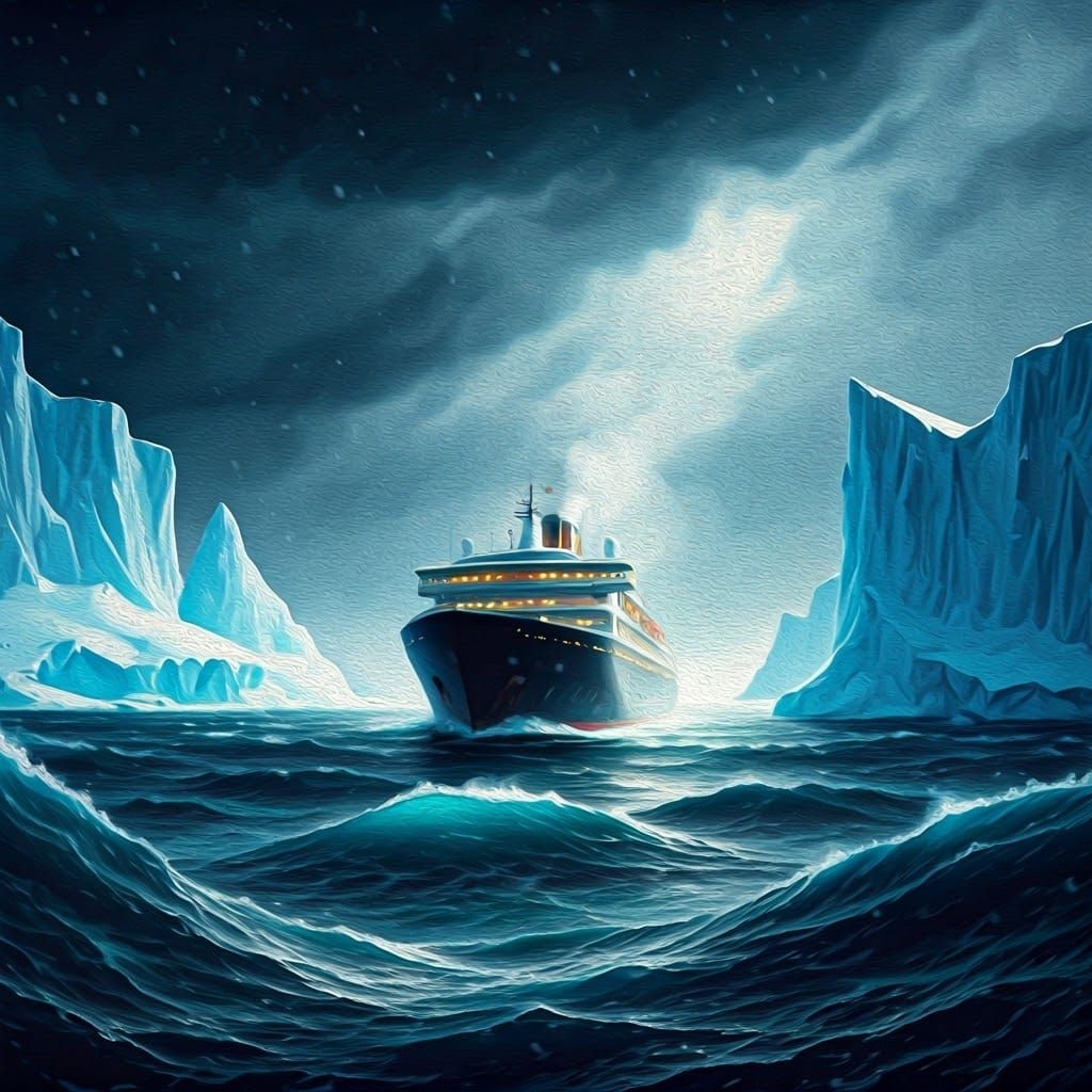Ship in Polar Storm, Impasto Style