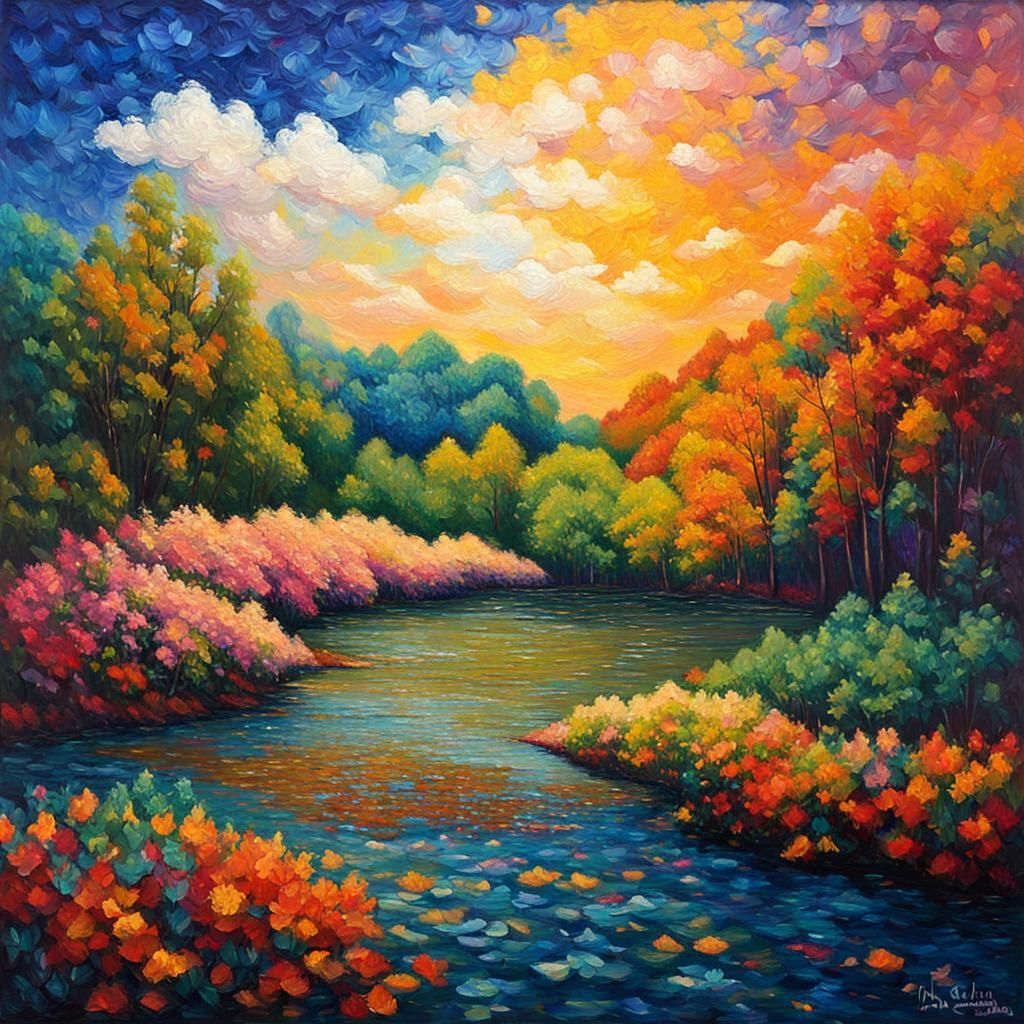 Expressionist Landscape in Post-Impressionist Style