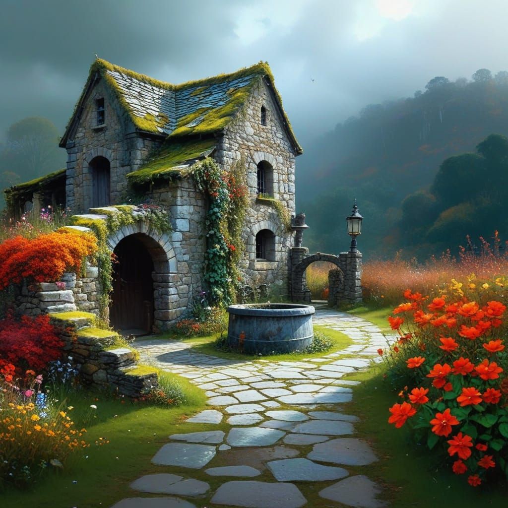 Medieval Castle in Autumn Ruin