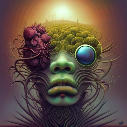 Surreal Human-Weed Hybrid in Digital Painting Style