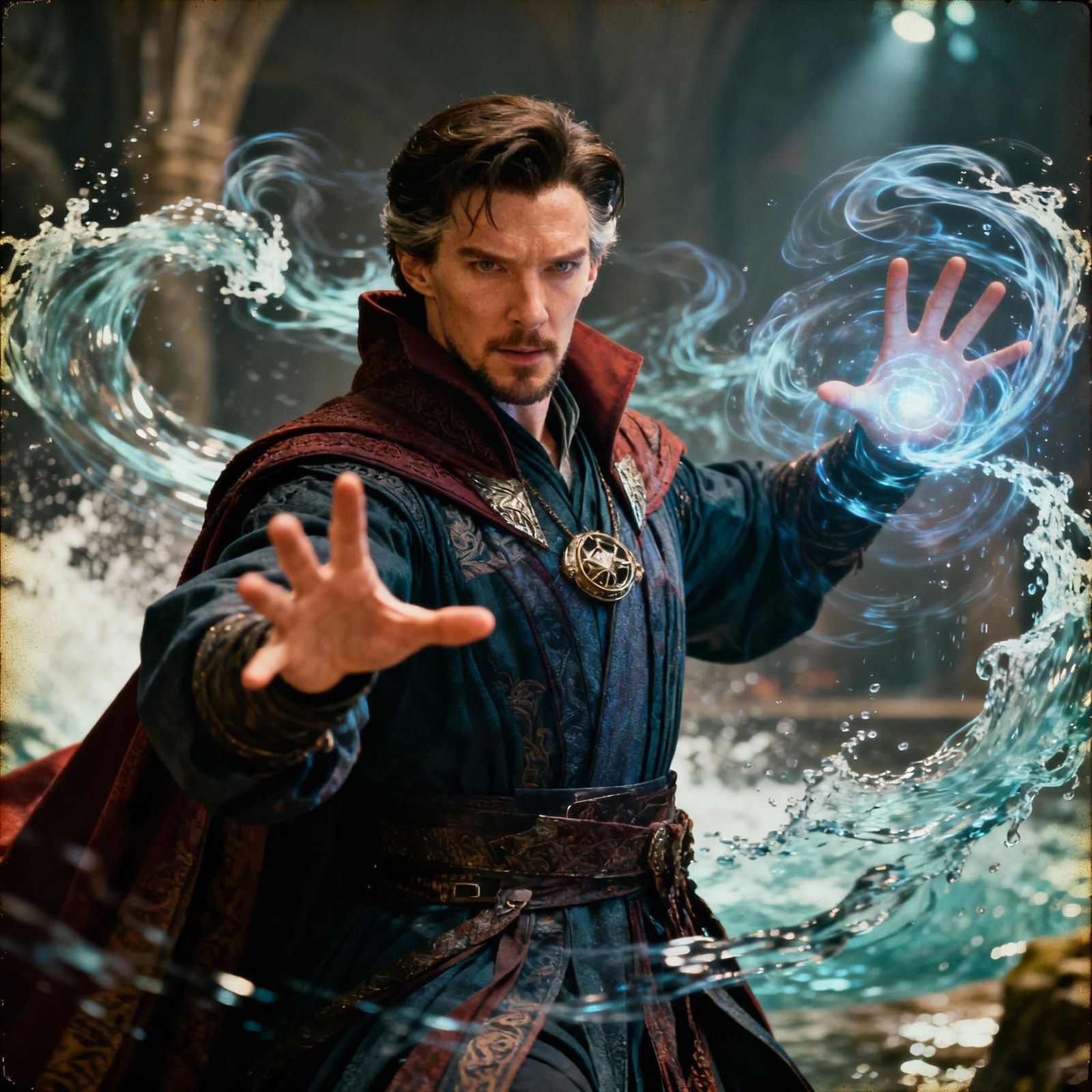 Handsome Mage Weaving Air and Water Magic in Photorealistic ...