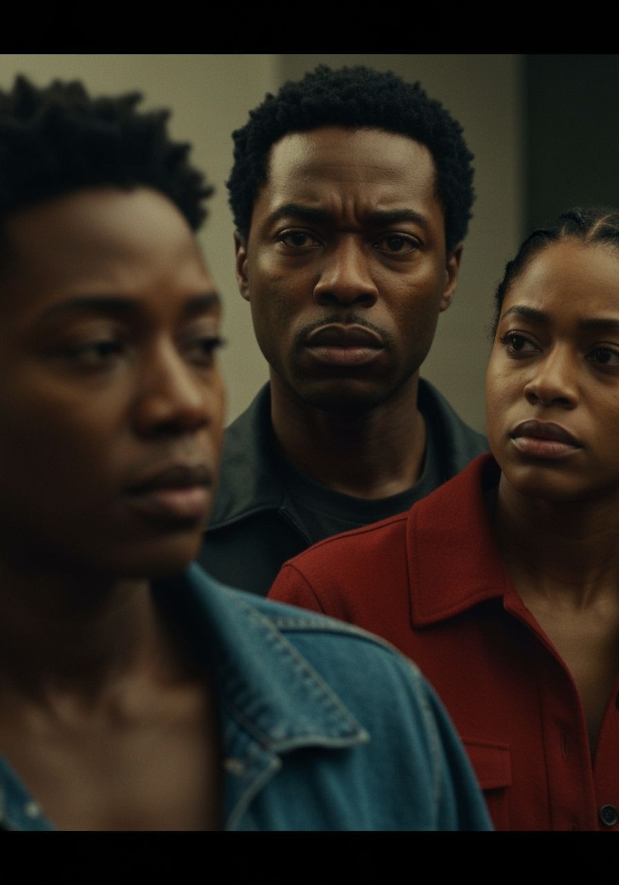 Cinematic Scene of African American People in Dramatic Light...