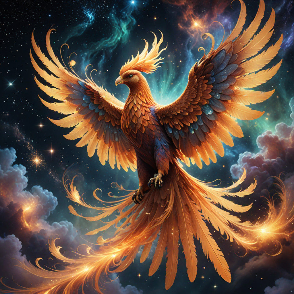 Mystical Phoenix in Celestial Dreamscape