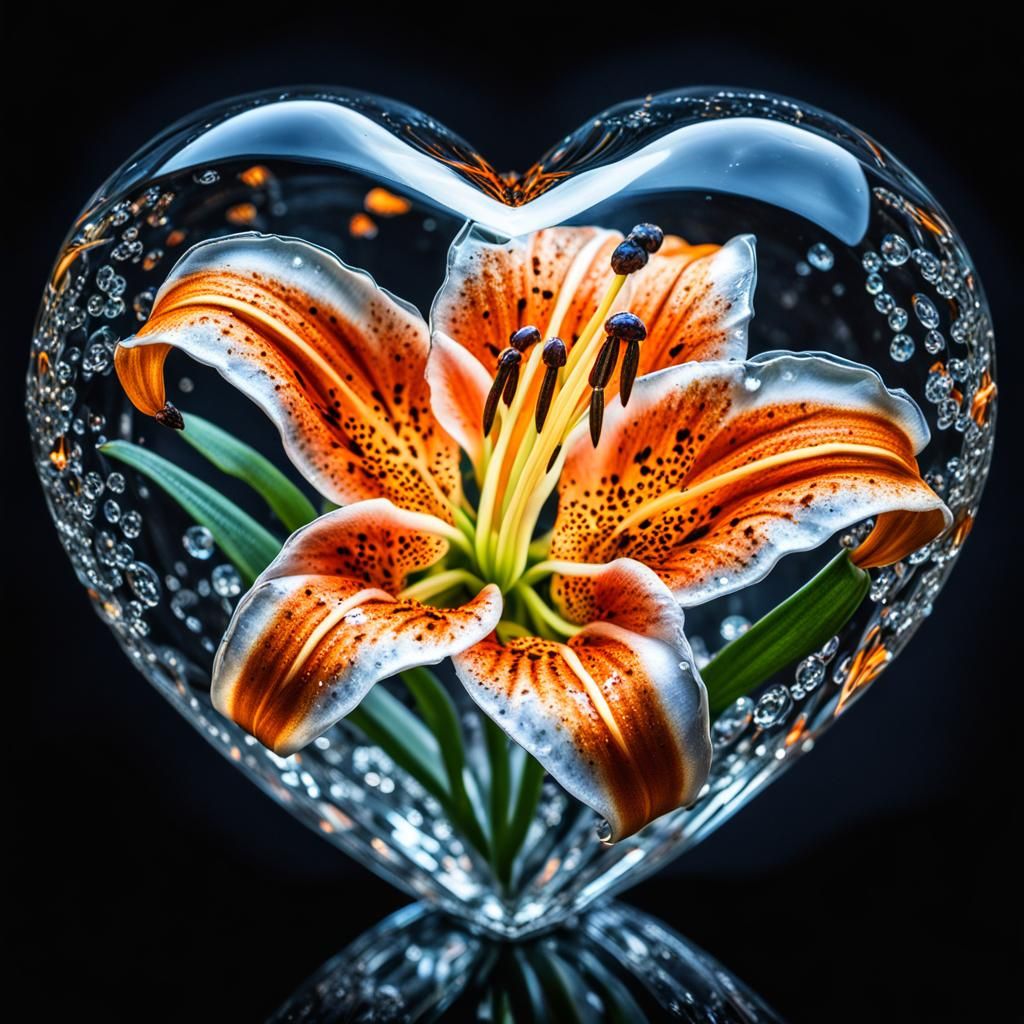 Crystalized Tiger Lily Heart