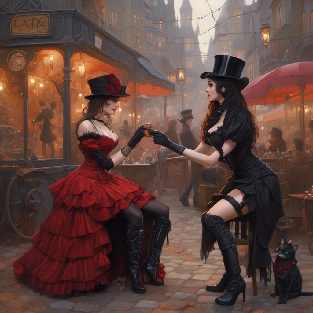 Goth Woman Proposes to Steampunk Girlfriend