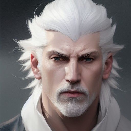 White-Haired Magus Portrait in Art Nouveau Style