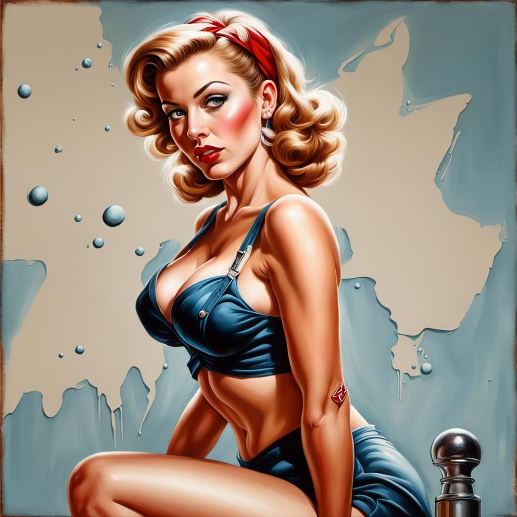 Peter Driben Style Pin-Up Painting