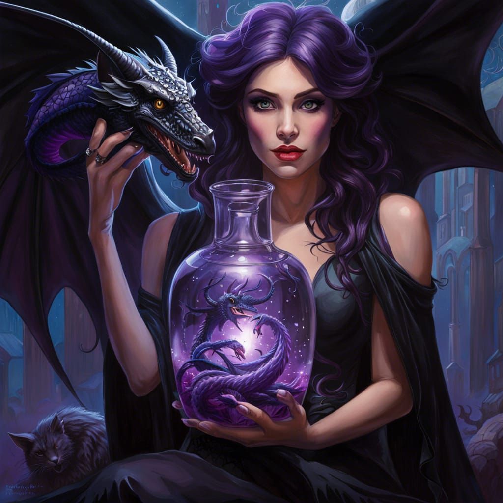 Witch casting dragon spells